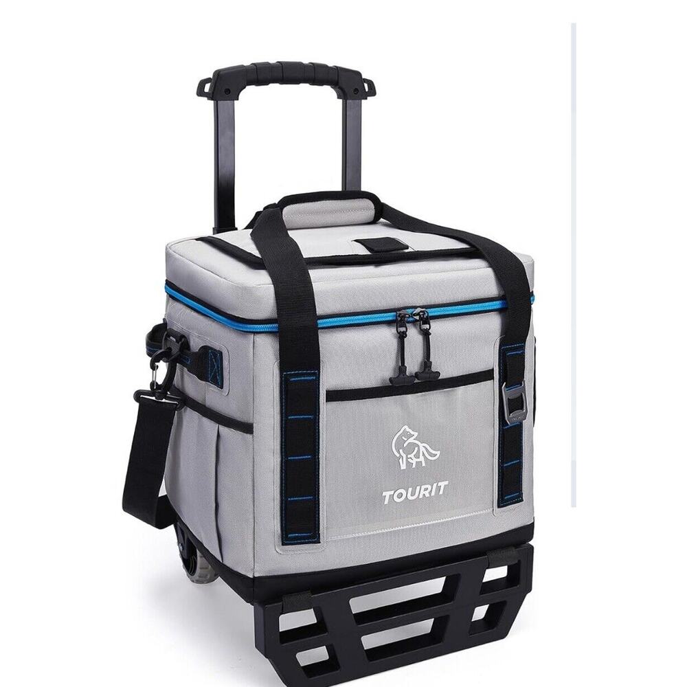 TOURIT Portable 50-Can Collapsible Rolling Soft Cooler with 29L Space & white
